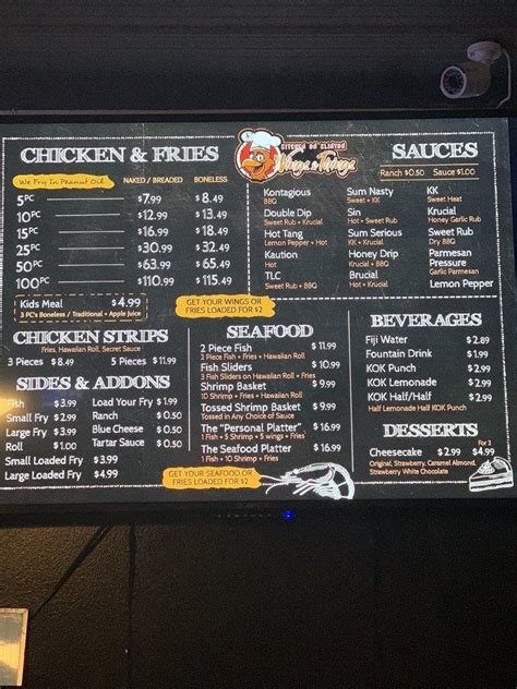 Kok wings and things menu - KOK Wings and Things Menu Prices; Show Food Recommendations. These are some of the top rated items our users enjoy. Rate your favorite items on PriceListo to get personalized recommendations. Chili Cheese Fries $7.14 Skyline Chili Picture Perfect $3.75 Dutch Bros Cheese Coney $3.00
